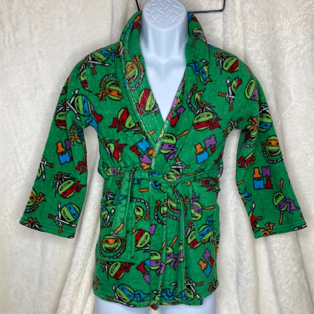Kids green ninja turtle bath robe size 8